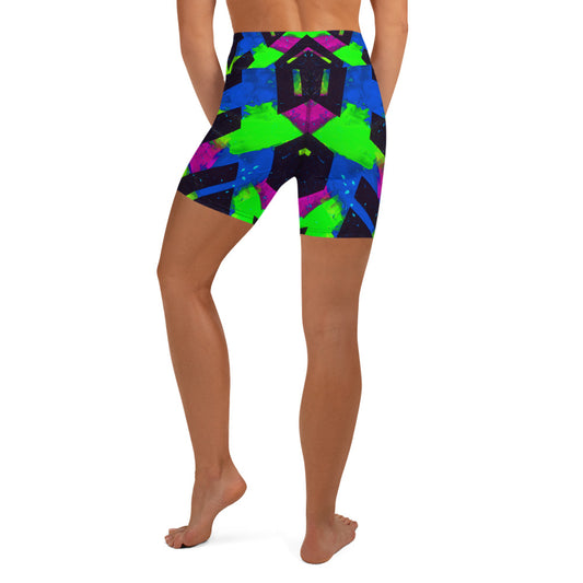 Neon Fracture 2 Yoga Shorts