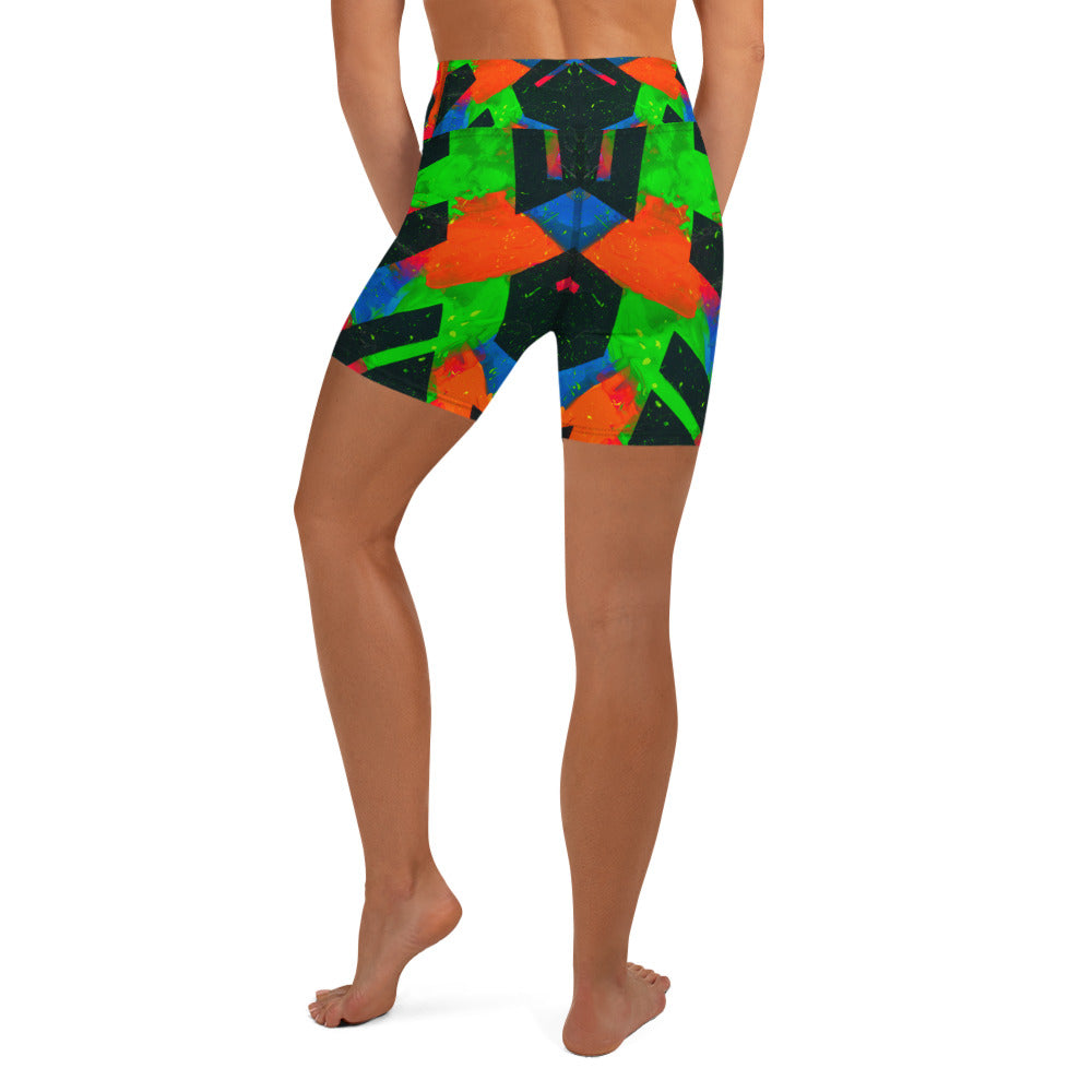Neon Fracture Yoga Shorts