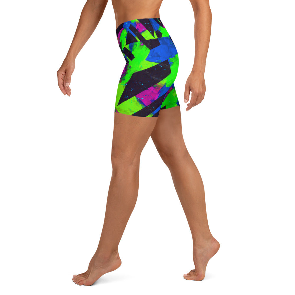 Neon Fracture 2 Yoga Shorts