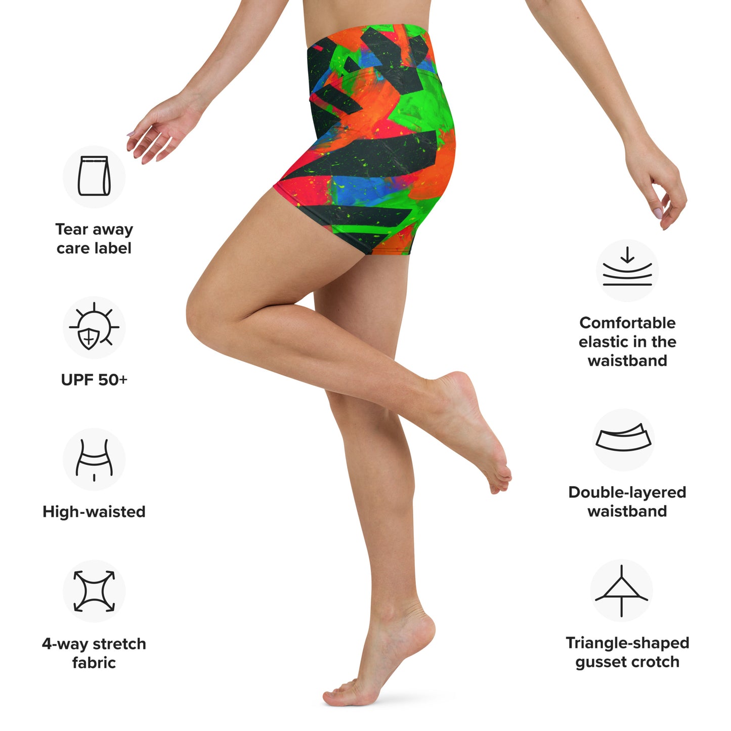 Neon Fracture Yoga Shorts