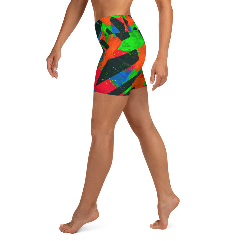 Neon Fracture Yoga Shorts