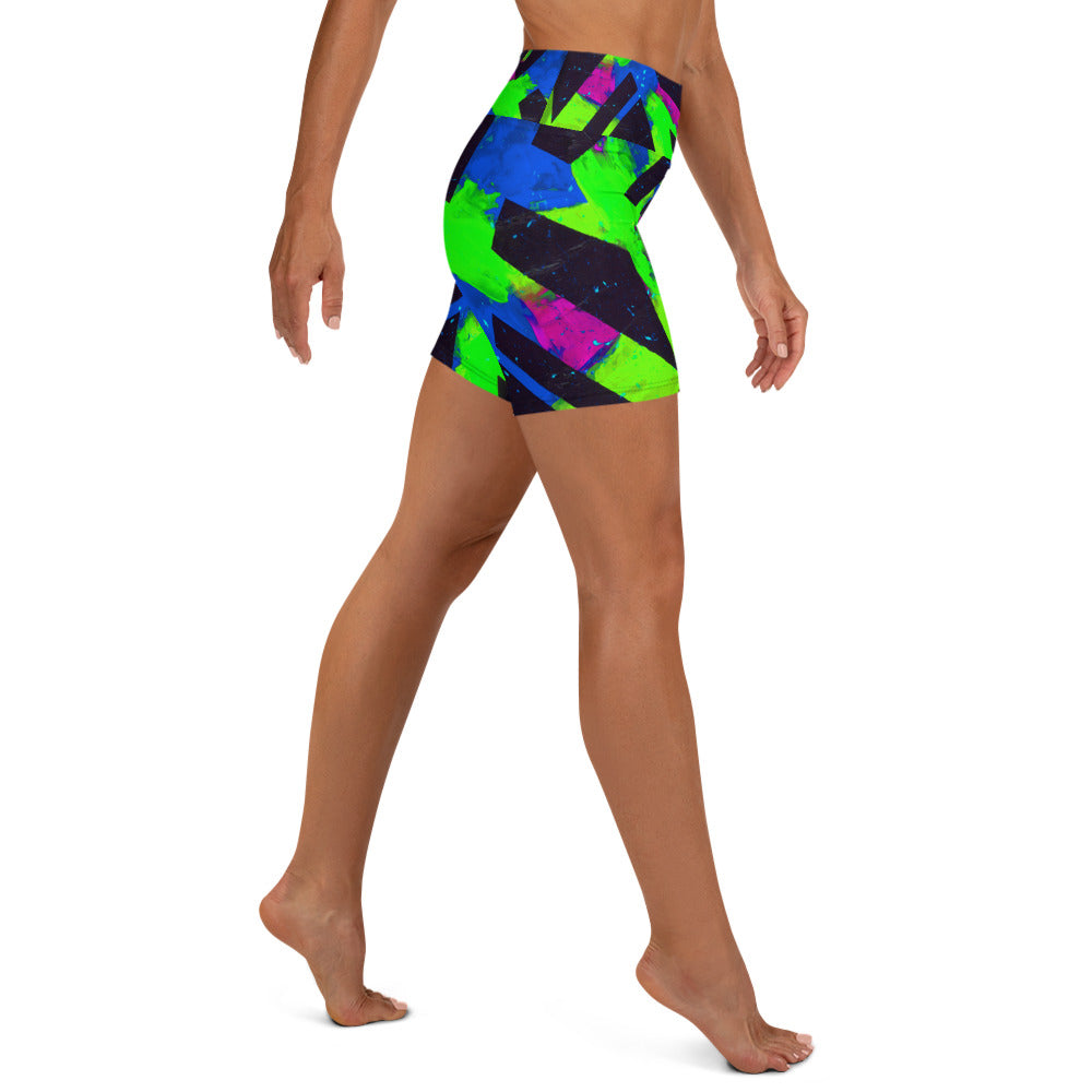 Neon Fracture 2 Yoga Shorts