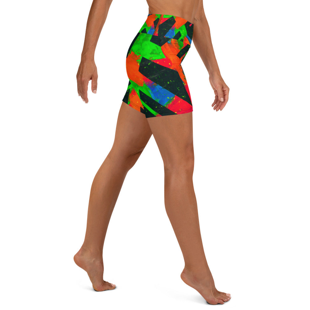 Neon Fracture Yoga Shorts