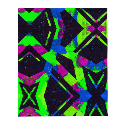 Neon Fracture 2 Throw Blanket