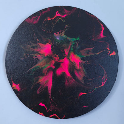 10 in. Circle Neon Pink Swipe Fluid Painting