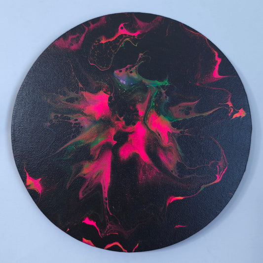 10 in. Circle Neon Pink Swipe Fluid Painting