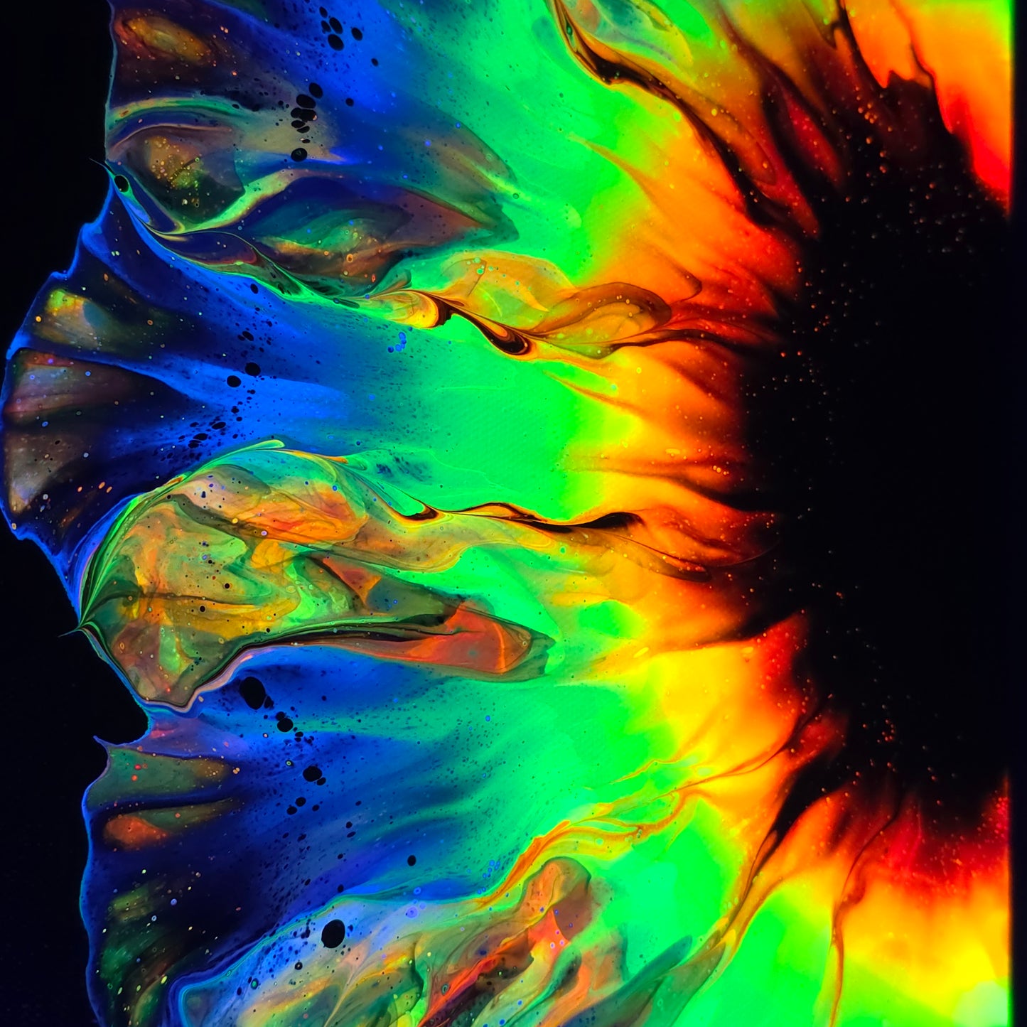 11x14 Gallery Wrapped Neon Flower Burst Painting