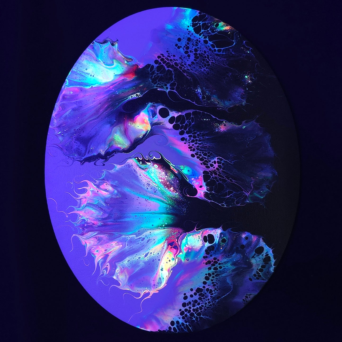 11x14 Oval Neon Yin Yang Fluid Painting