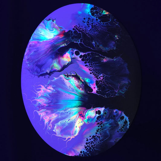 11x14 Oval Neon Yin Yang Fluid Painting