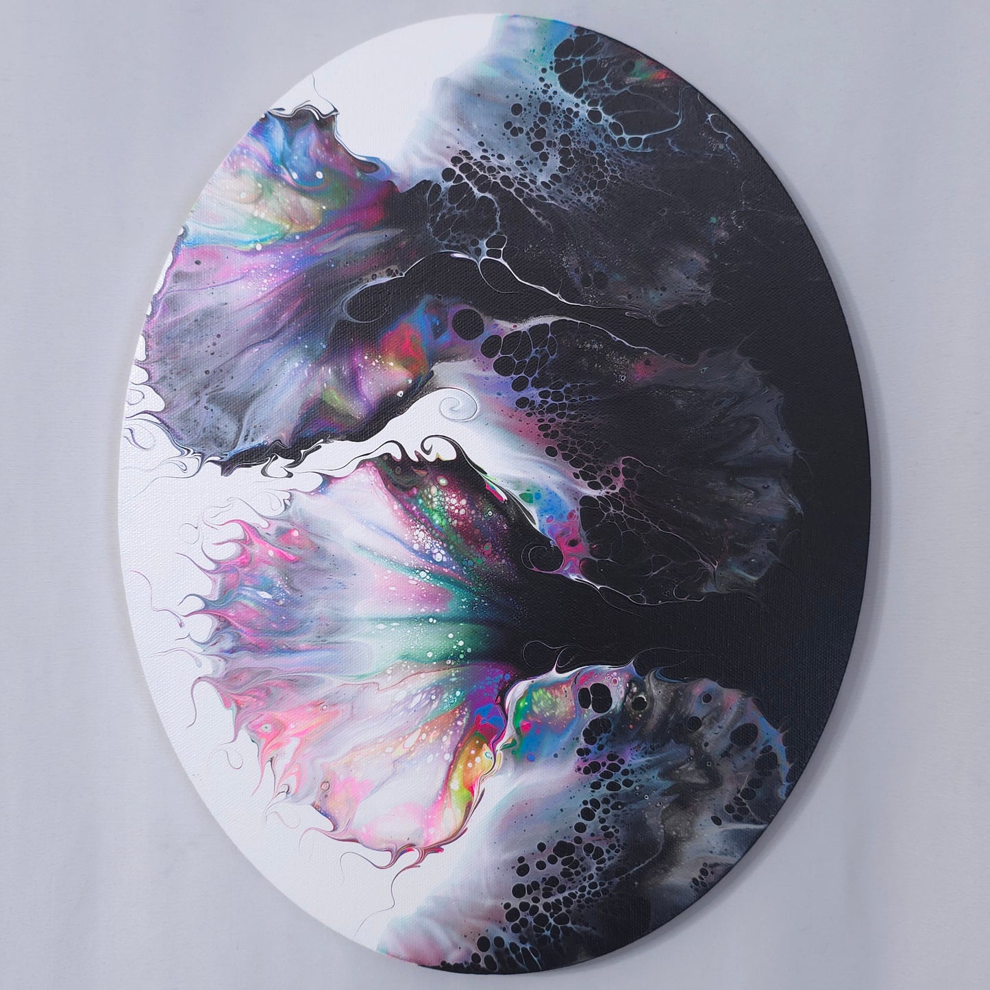 11x14 Oval Neon Yin Yang Fluid Painting