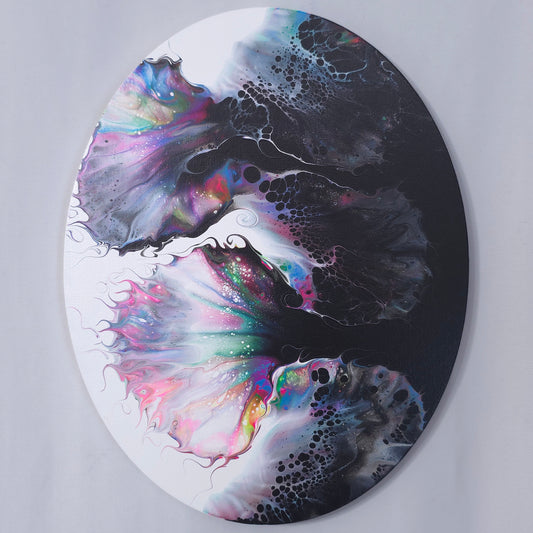 11x14 Oval Neon Yin Yang Fluid Painting