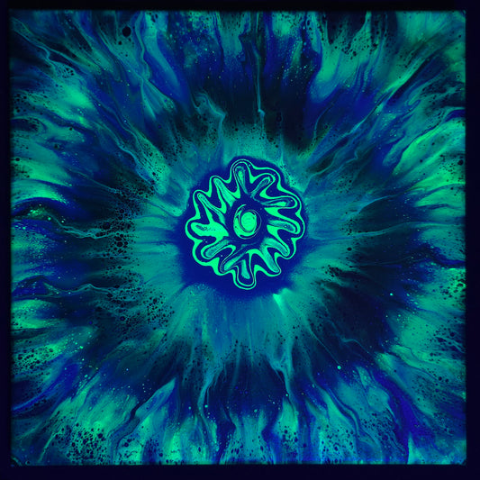 12x12 Neon Burst Fluid Painting