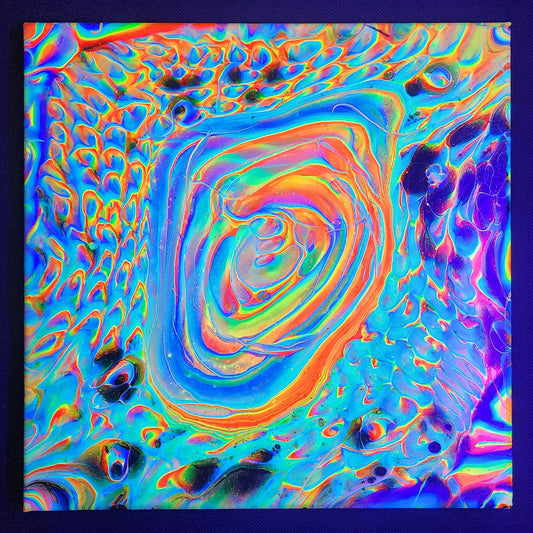12x12 in. Neon Fluid Painting