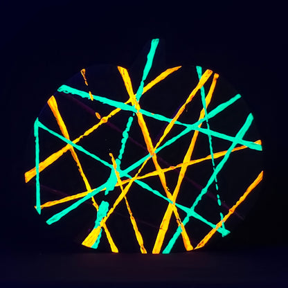 Neon Stripe Wood Pumpkin Decor