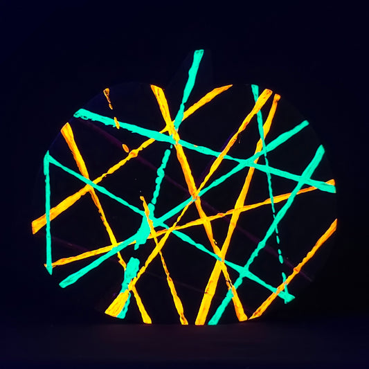 Neon Stripe Wood Pumpkin Decor