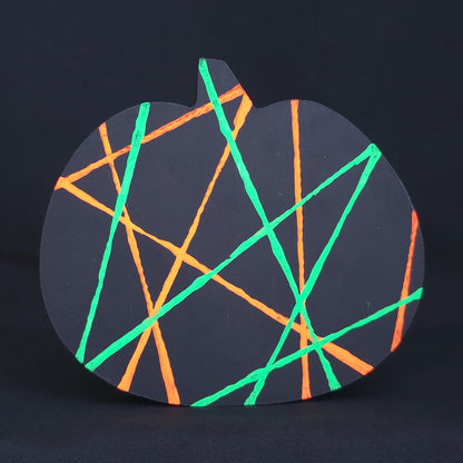 Neon Stripe Wood Pumpkin Decor