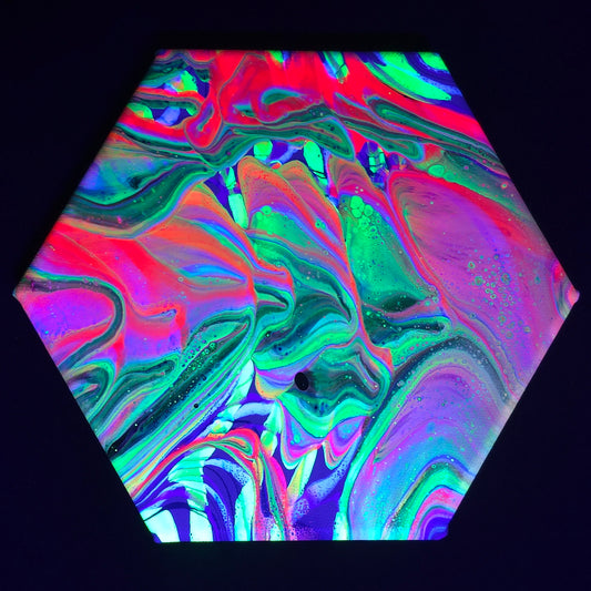 7x8 in. Hexagon Neon Fluid Painting