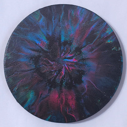 8 in. Circle Dark Burst Fluid Painting