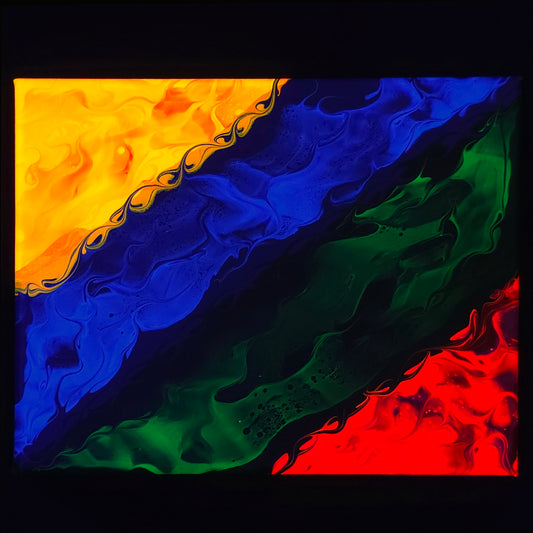 8x10 Color Block Neon Fluid Painting