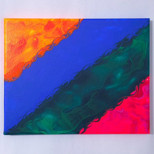8x10 Color Block Neon Fluid Painting