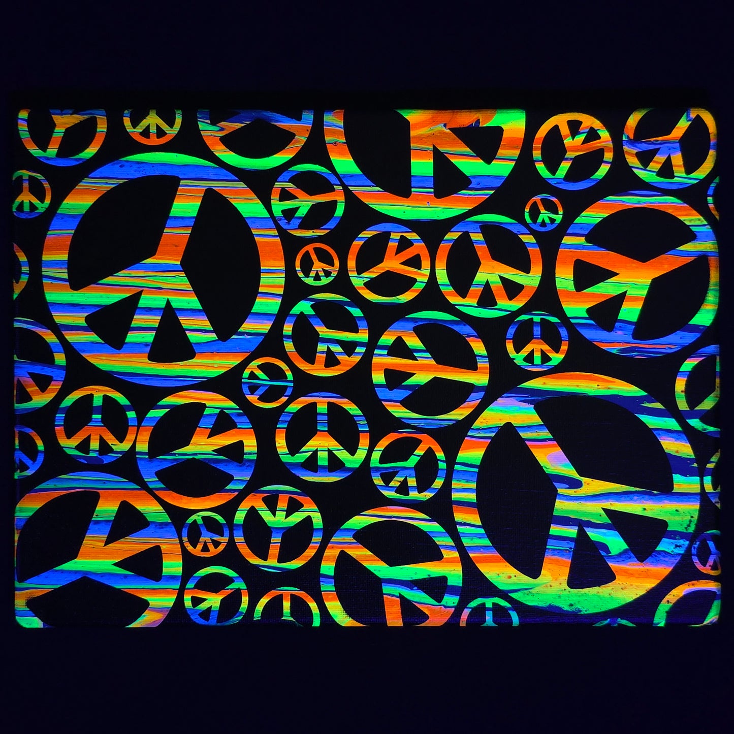 9x12 "Peace Out" Neon Fluid Painting