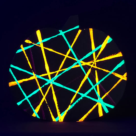 Neon Stripe Wood Pumpkin Decor