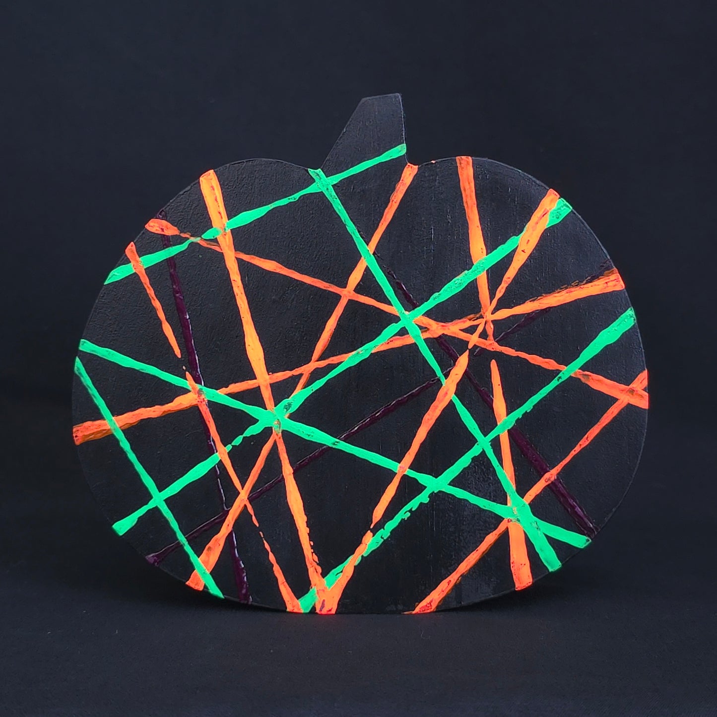 Neon Stripe Wood Pumpkin Decor