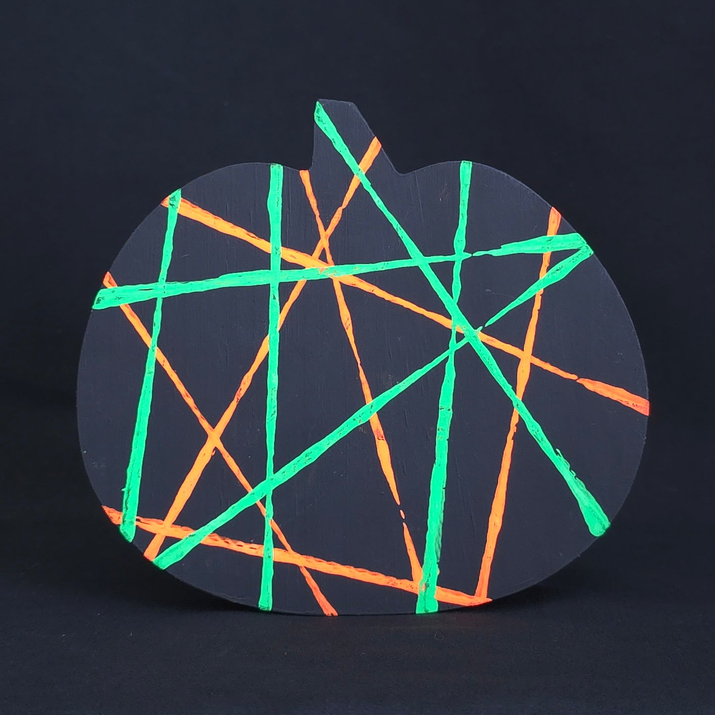 Neon Stripe Wood Pumpkin Decor