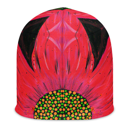 Neon Pink Flower Beanie