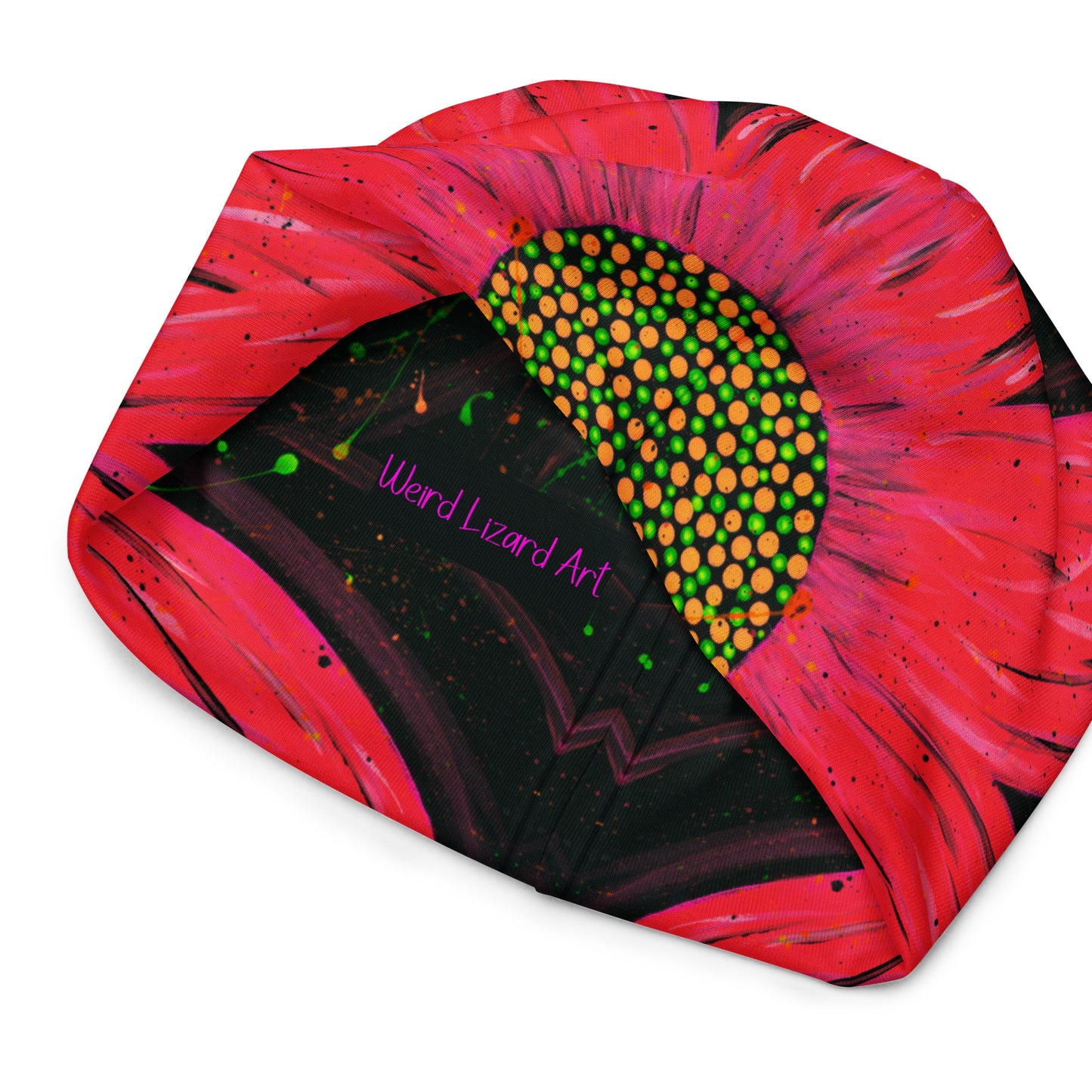 Neon Pink Flower Beanie