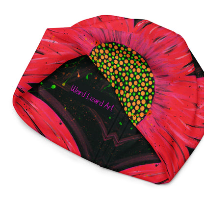 Neon Pink Flower Beanie