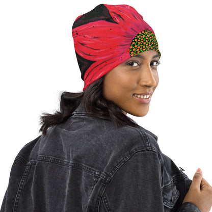 Neon Pink Flower Beanie