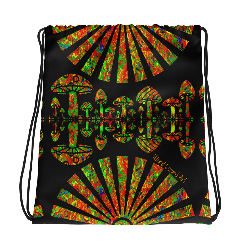 Sunshine & Shrooms Drawstring Bag