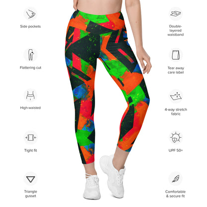 Neon Fracture Leggings w/ Pockets