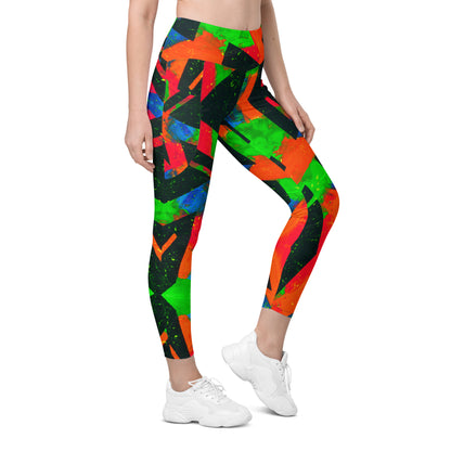 Neon Fracture Leggings w/ Pockets