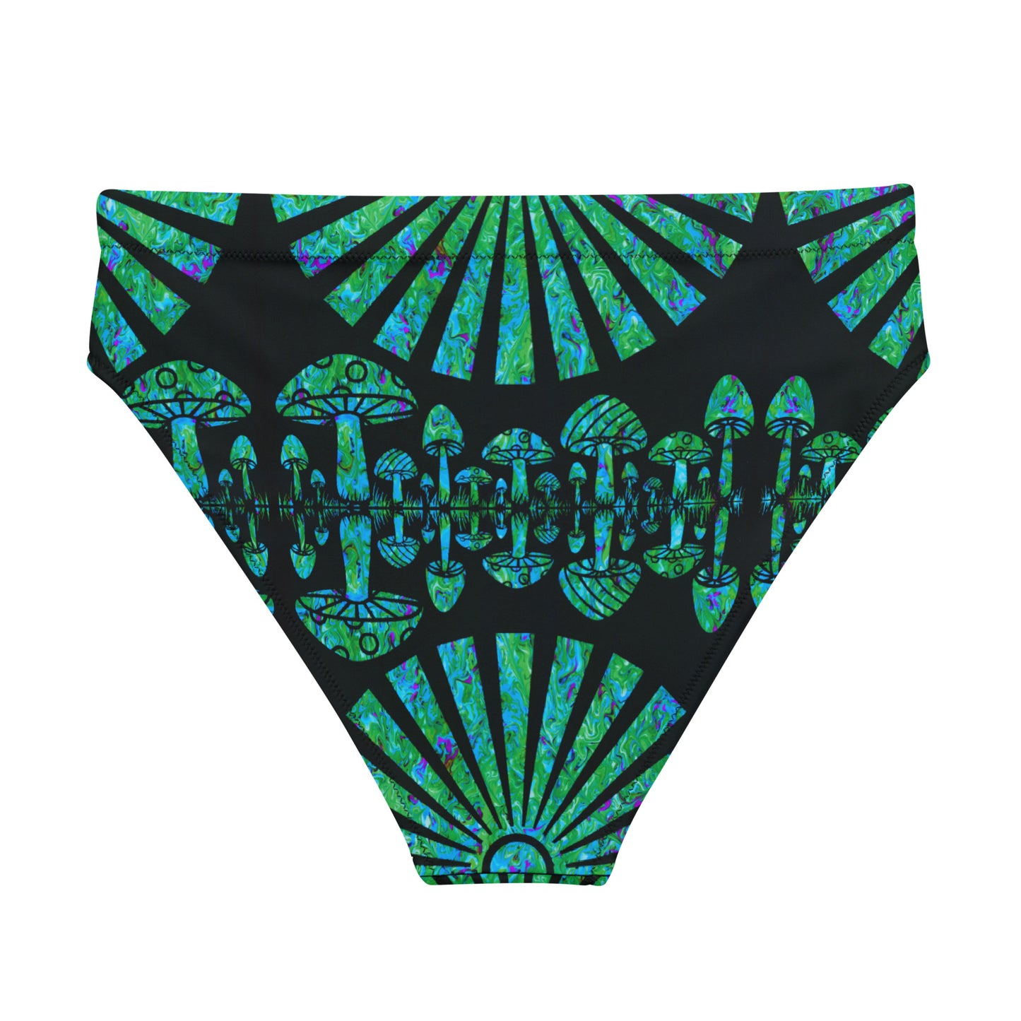 Sunshine & Shrooms (Green) High-Waisted Bikini Bottom
