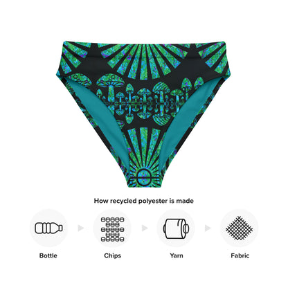 Sunshine & Shrooms (Green) High-Waisted Bikini Bottom
