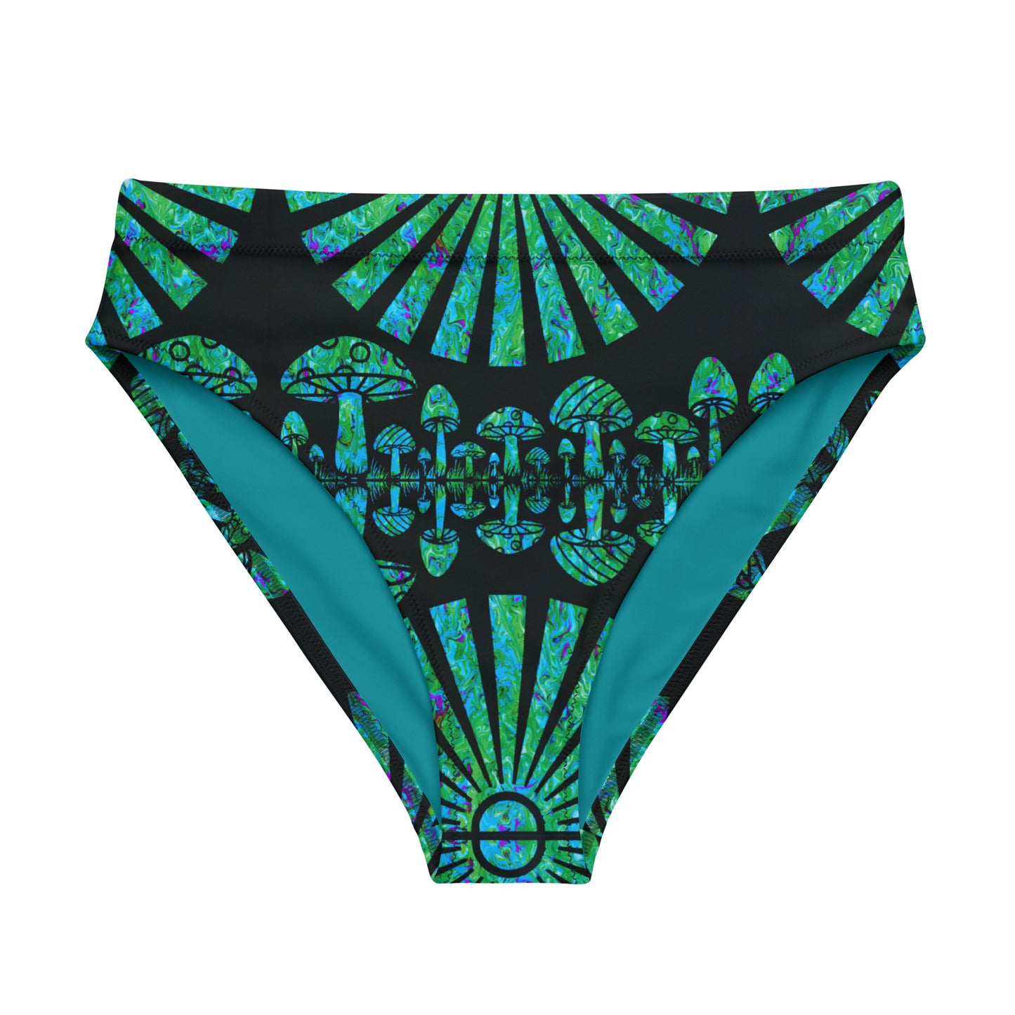 Sunshine & Shrooms (Green) High-Waisted Bikini Bottom