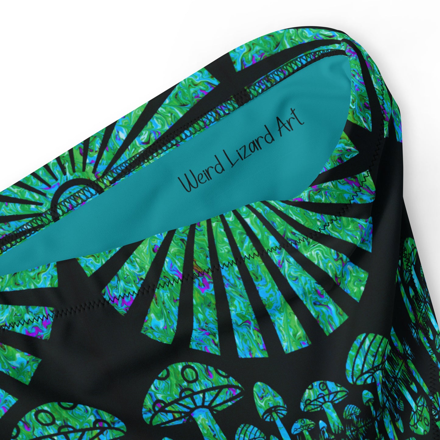 Sunshine & Shrooms (Green) High-Waisted Bikini Bottom