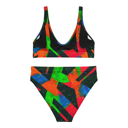 Neon Fracture Recycled High-Waisted Bikini