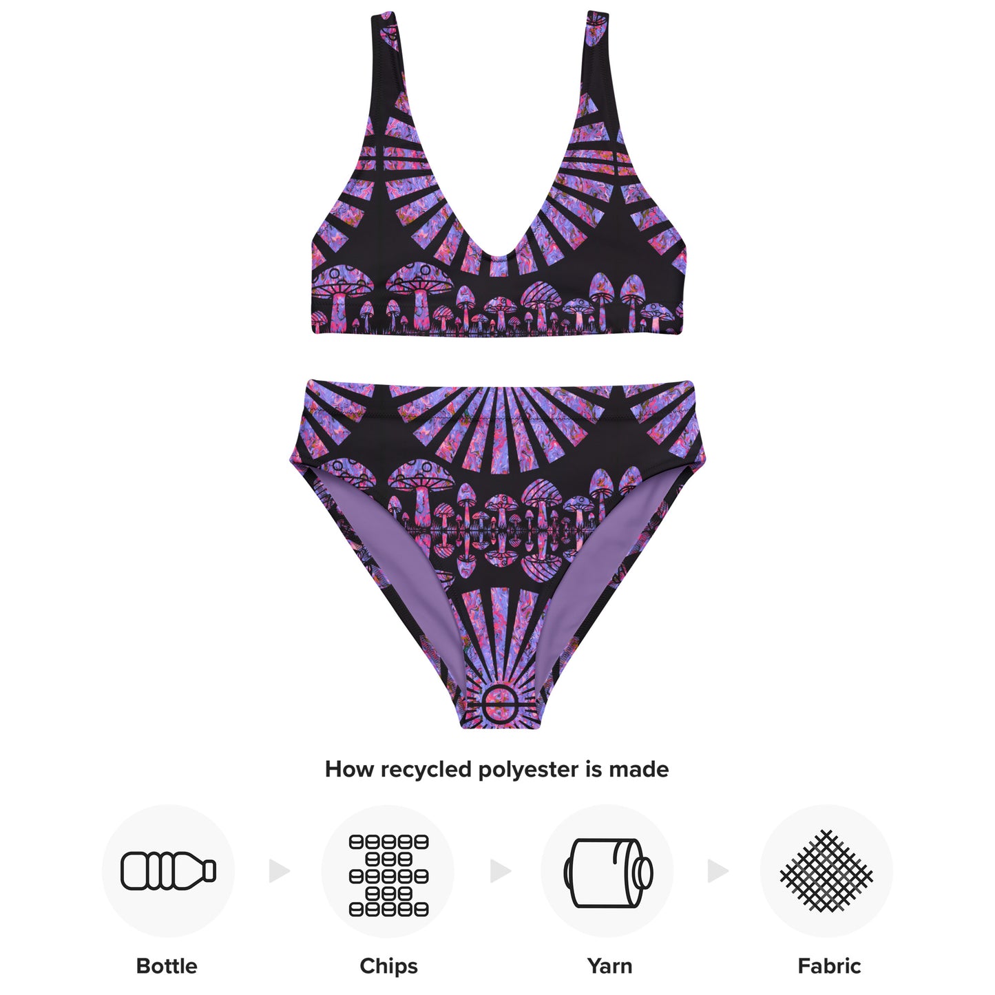 Sunshine & Shrooms (Purple) Recycled High-Waisted Bikini