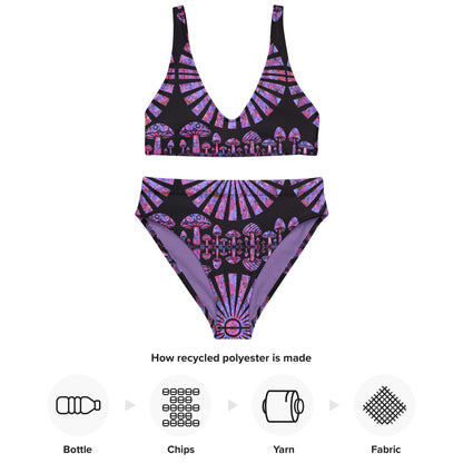 Sunshine & Shrooms (Purple) Recycled High-Waisted Bikini
