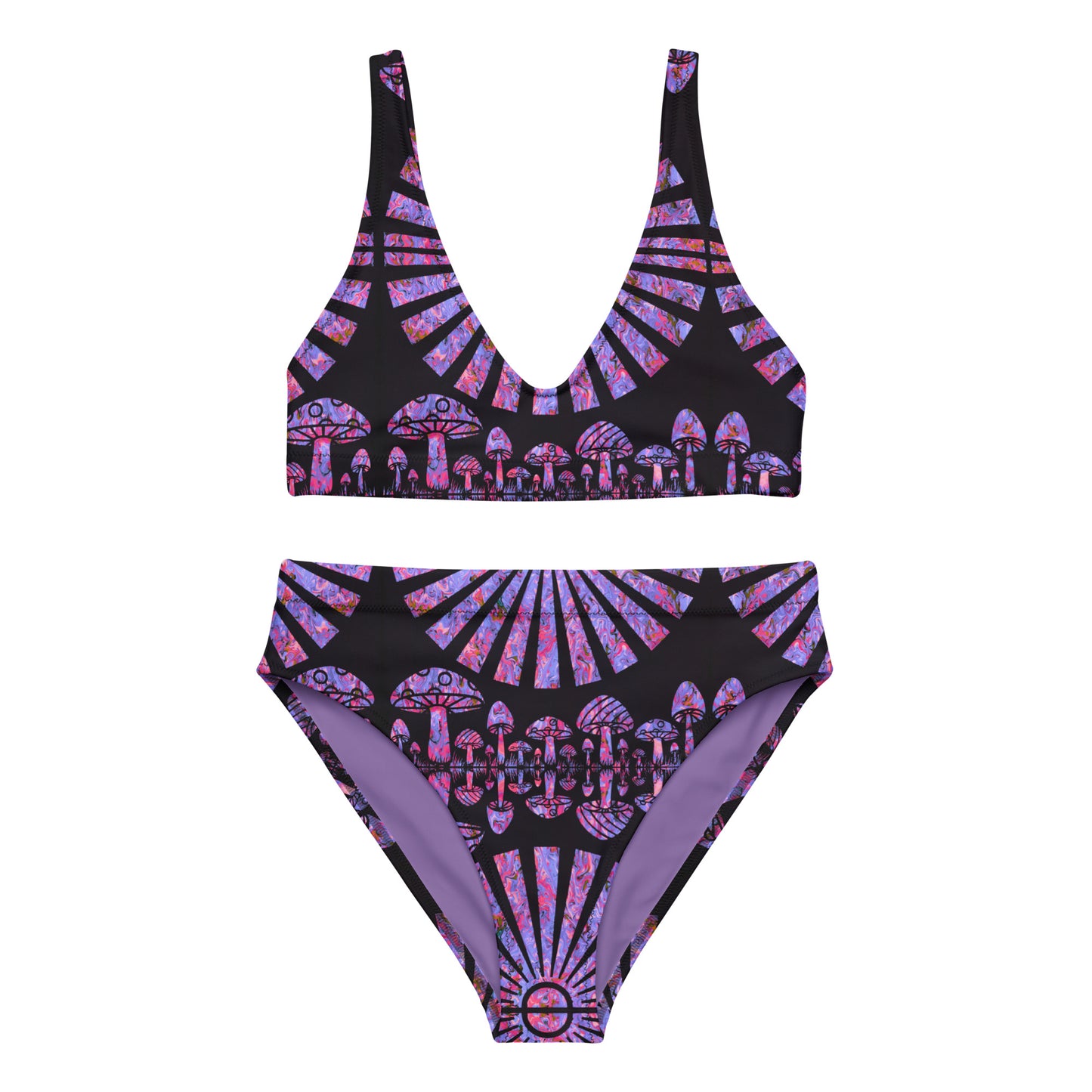 Sunshine & Shrooms (Purple) Recycled High-Waisted Bikini