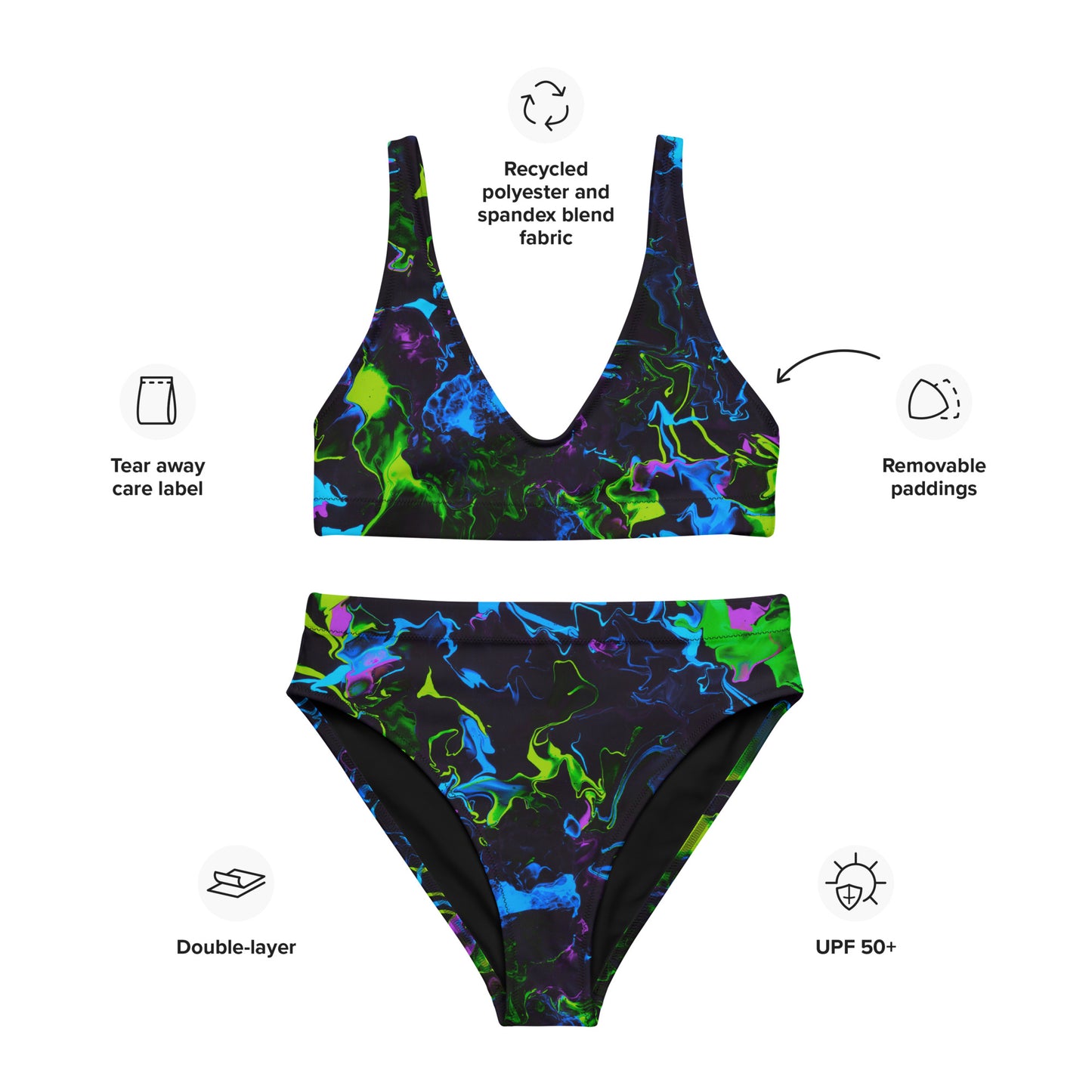 Neon Vapors 2 Recycled High-Waisted Bikini