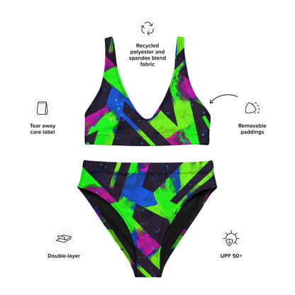 Neon Fracture 2 Recycled High-Waisted Bikini
