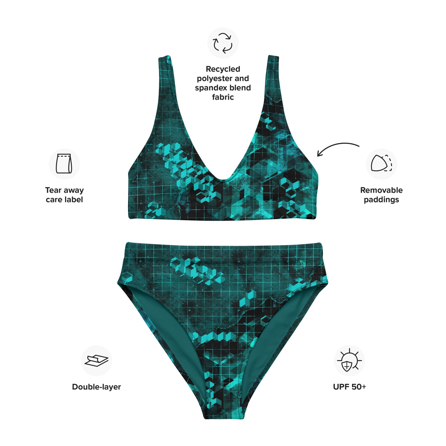 Geomatrix Recycled High-Waisted Bikini