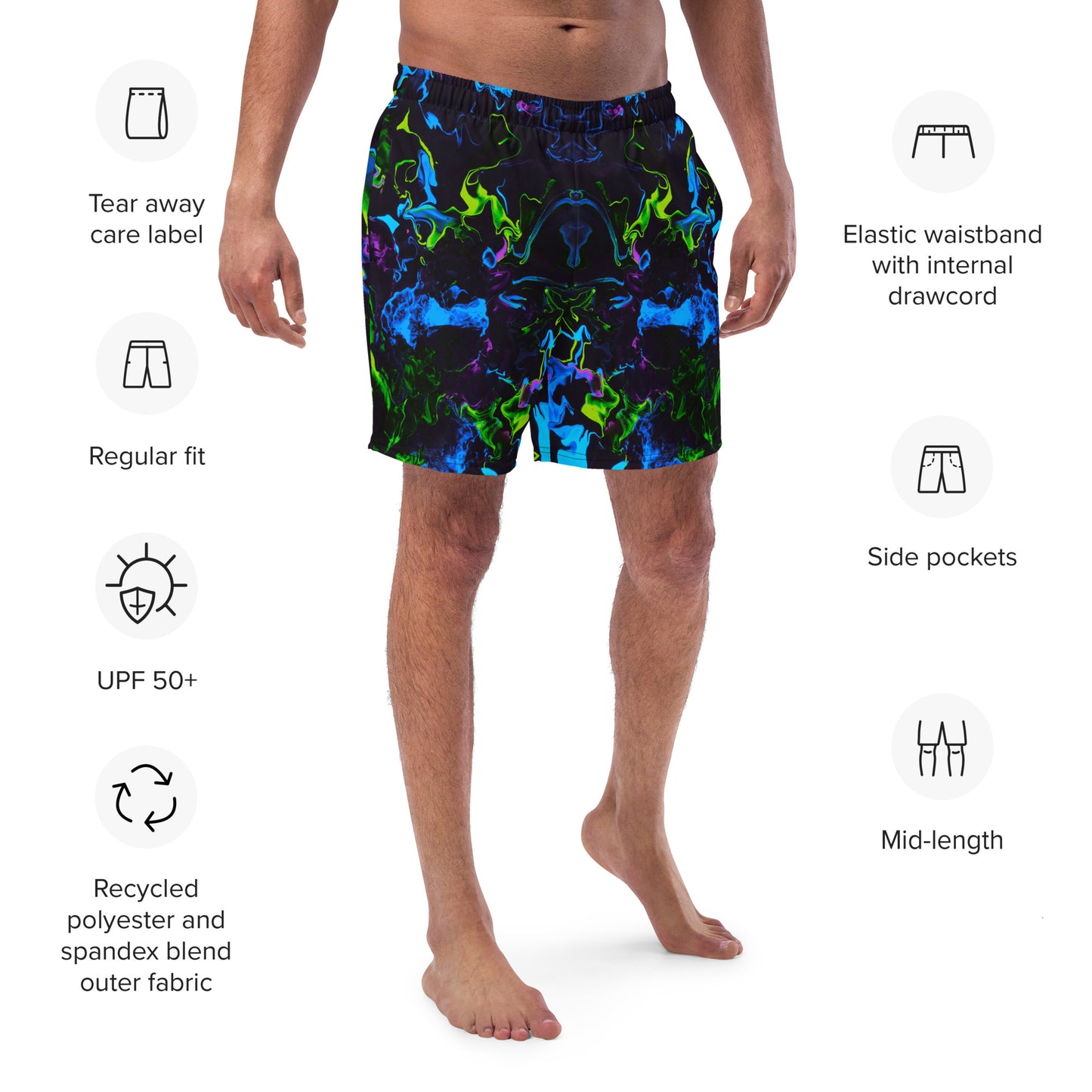 Neon Vapors 2 Recycled Swim Trunks