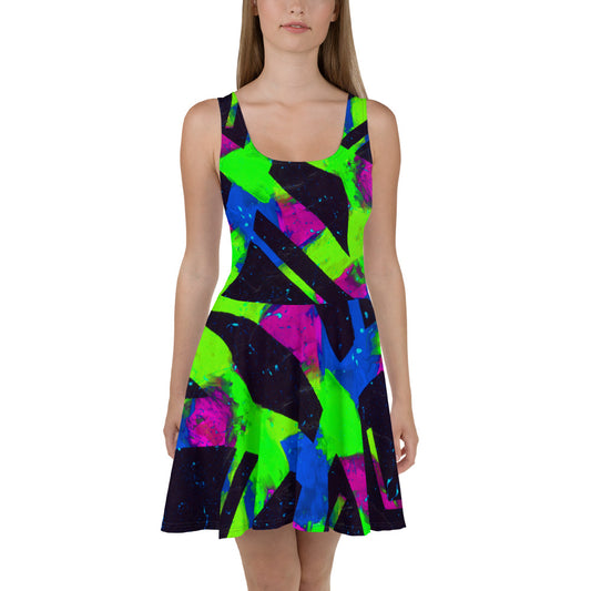 Neon Fracture 2 Skater Dress