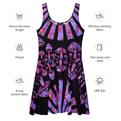 Sunshine & Shrooms (Purple) Skater Dress