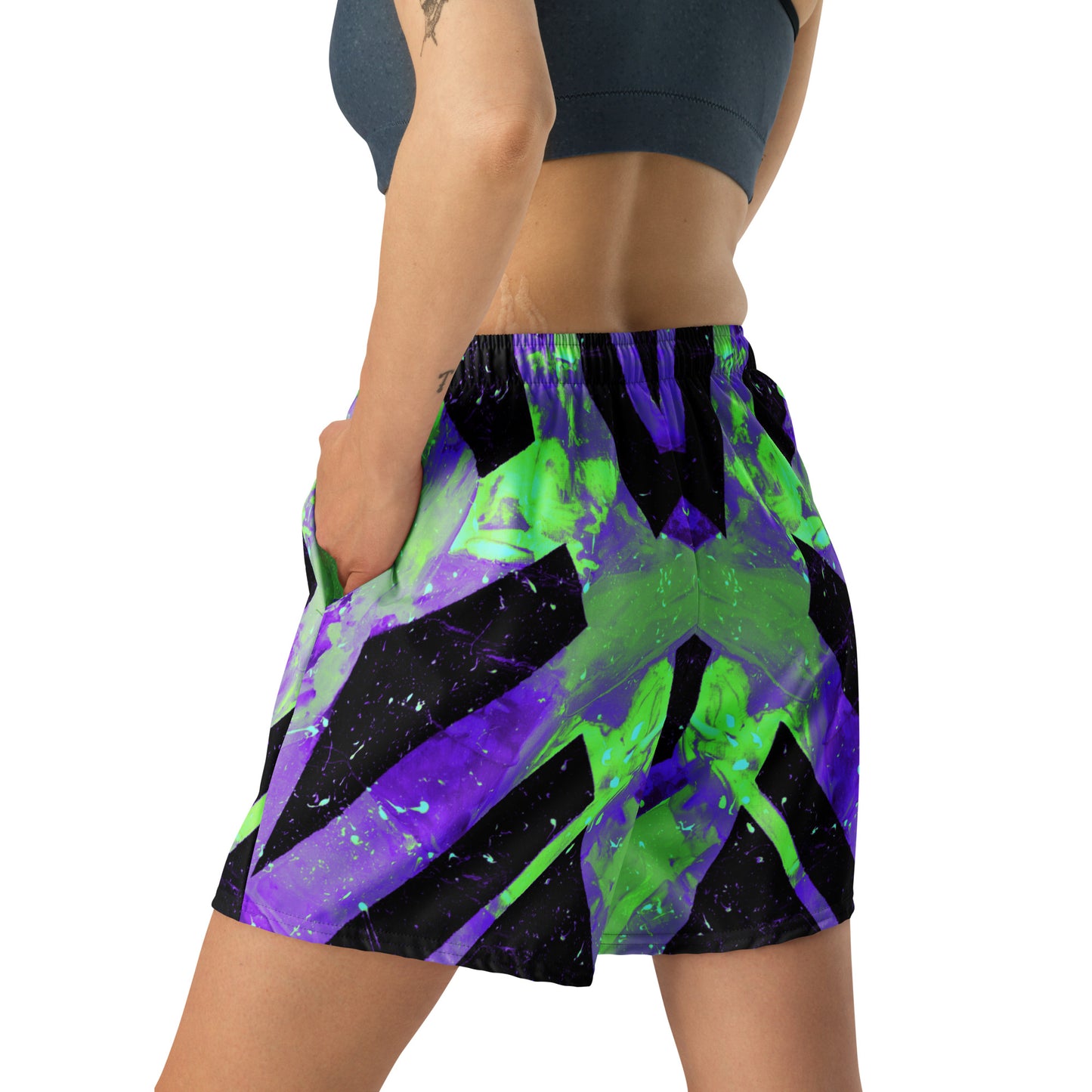 Neon Fracture 4 Unisex Athletic Long Shorts